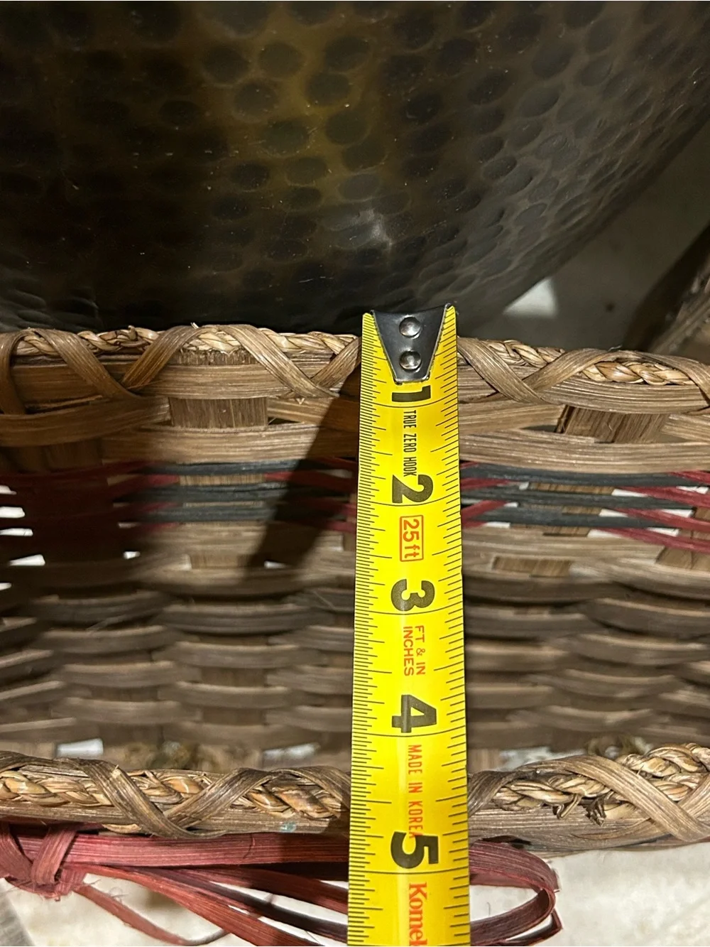 hand-woven wall or door hung wooden splint basket